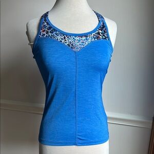 Lija Blue Patterned Tennis Tank top small EUC